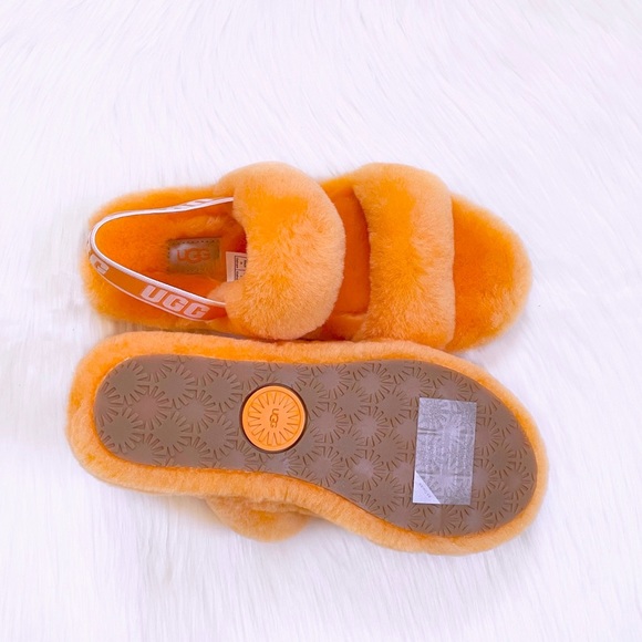 UGG Oh Yeah Sheepskin Slide Sandal Slippers In California Poppy - Picture 5 of 7